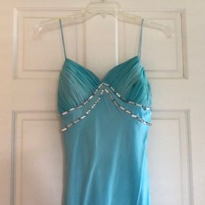 Floor length silk formal dress